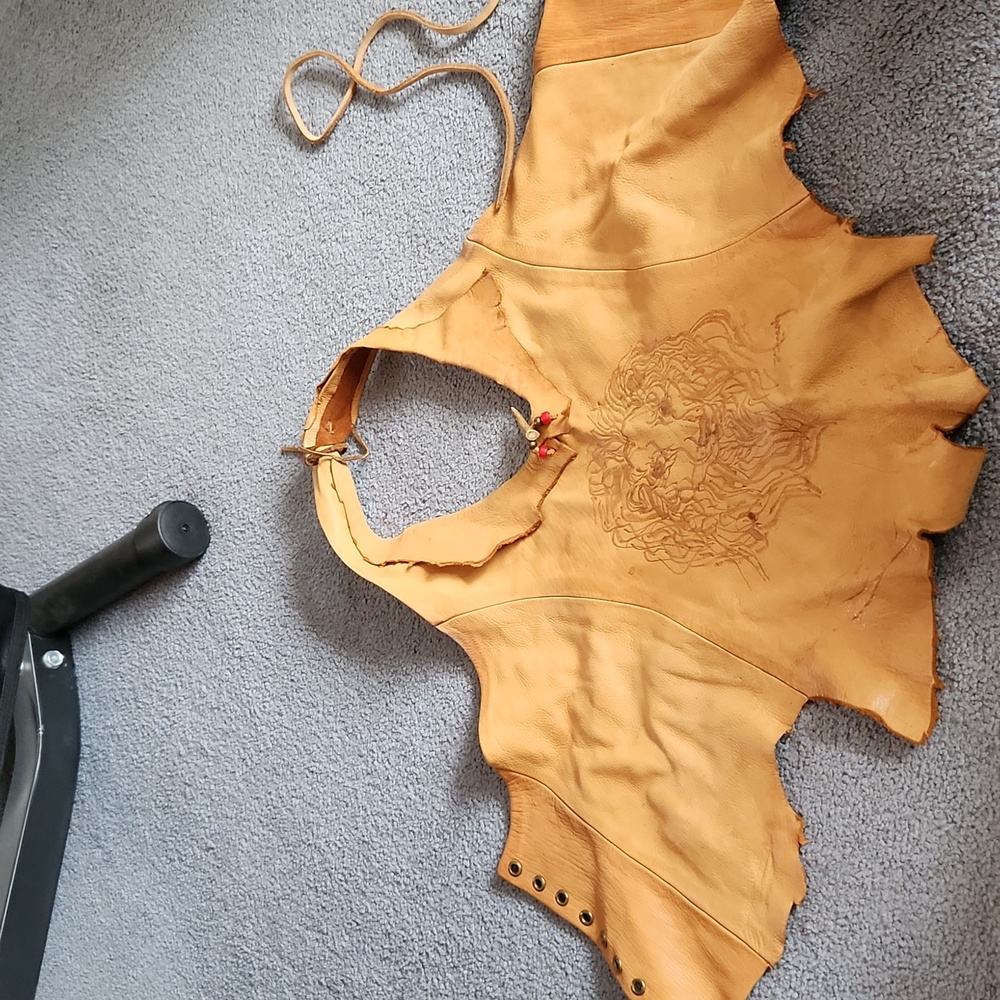 Amazing 1970s leather halter top/vest